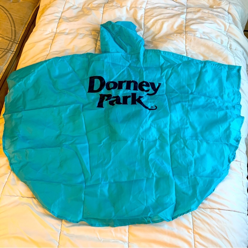 Dorney Park Child size poncho with storage bag attached